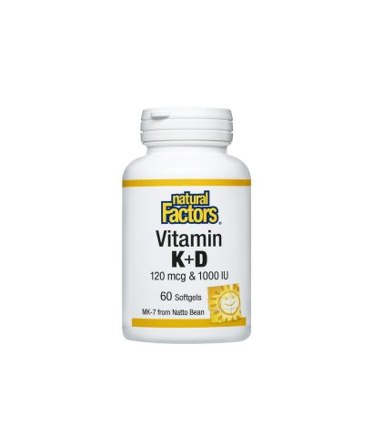 Витамин К2 120 mcg и D3 1000 IU, 60 софтгел капсули Natural Factors