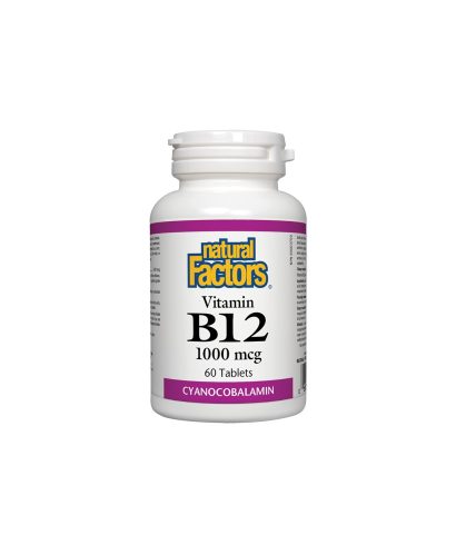 Vitamin B12/ Витамин В12 (цианокобаламин) 1000 mcg х 60 таблетки Natural Factors,