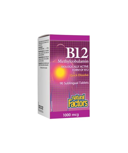 B12 Methylcobalamin/ Витамин В12 (метилкобаламин) 1000 µg, 90 сублингвални таблетки Natural Factors
