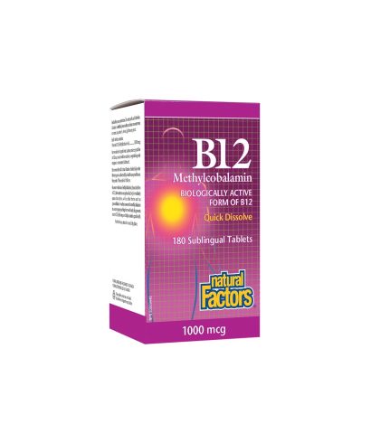 B12 Methylcobalamin/ Витамин В12 (метилкобаламин) x 180 сублингвални таблетки Natural Factors
