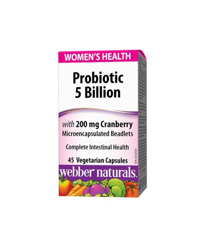 Probiotic Women`s Health/ Пробиотик за жени 5 щама, 5 млрд. активни пробиотици + Червена боровинка х 45 капсули Webber Naturals