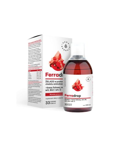 Желязо + фолиева киселина с витамини С, В6, В12, 500 ml Aura Herbals