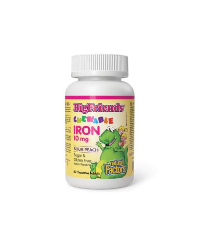 Желязо за деца - Big Friends®, 10 mg, 60 дъвчащи таблетки, с вкус на праскова Natural Factors