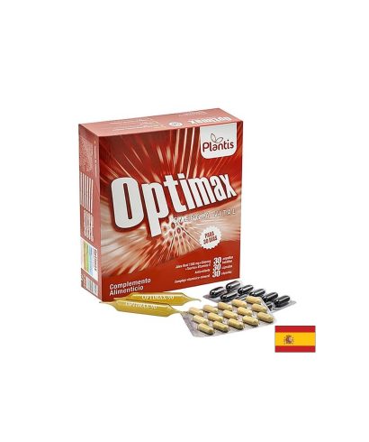 Енергия и тонус Optimax, стак, 30 ампули за пиене + 30 капсули витамини минерали, 30 капсули антиоксиданти