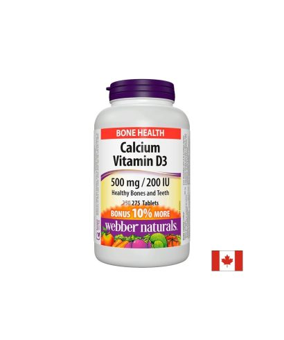 Калций 500 mg + Витамин D3 200 IU - За здрави кости и зъби, 275 таблетки