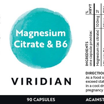 Магнезиев цитрат с B6 –Viridian, 90 капсули