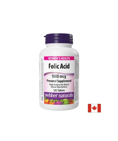 Фолиева киселина 1000 µg, Folic Acid, 120 таблетки, Webber Naturals