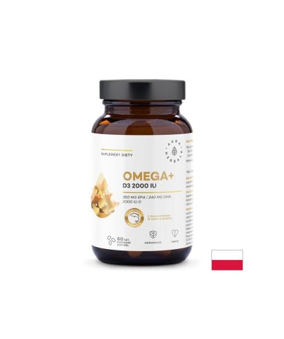 Грижа за мозъка, костите и ставите - Омега-3  1000 mg + Витамин D3 2000 IU, 60 капсули