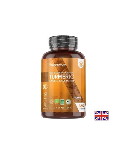 Куркума 480 mg + Джинджифил 20 mg + Черен пипер Здрави стави и добро храносмилане 365 капсули