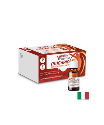 L-карнитин 200 mg + Гуарана 300 mg – Енергия и издръжливост при физическо натоварване, Ricarica+, 15 флакона x 10 ml