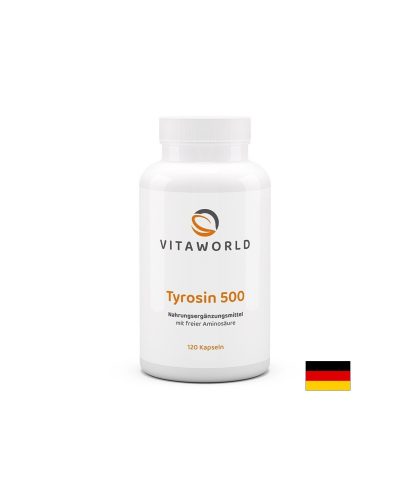 L-Тирозин – За синтеза на тиреоидни хормони и концентрация, 500 mg, 120 капсули