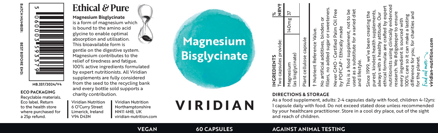 magnesium-bisglycinate-viridian 1 Магнезиев Бисглицинат - 60 капс