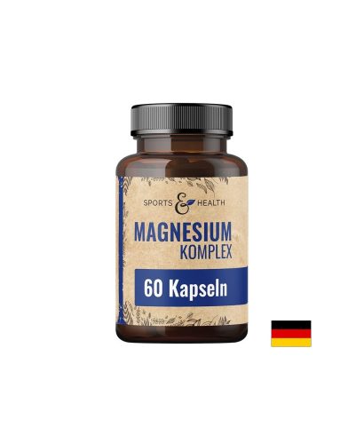 Магнезий 126 mg (8 форми) + Витамин B6 2.1 mg – За мускули, сърце и нервна система, 60 капсули