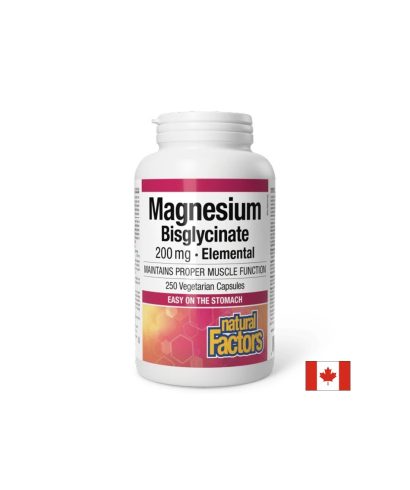 Магнезий бисглицинат 200 mg, 250 V капсули Magnesium Bisglycinate Pure Natural Factors