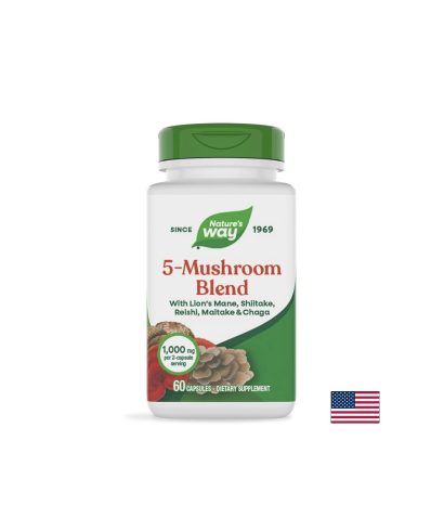 Медицински гъби 5 в 1 – Силен имунитет и повече енергия, 5-Mushroom Blend, 60 капсули