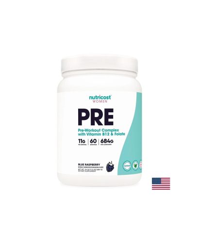 Pre-Workout - Енергиен метаболизъм (формула за жени), 330 g х 60 дози, прах, с вкус на синя малина