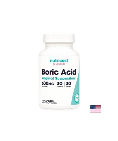 Вагинални инфекции - Борна киселина, 600 mg x 30 вагинални капсули Nutricost