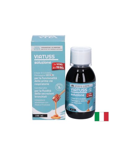 Viatuss успокояващ билков сироп с мед при кашлица и сухо гърло, 150 ml