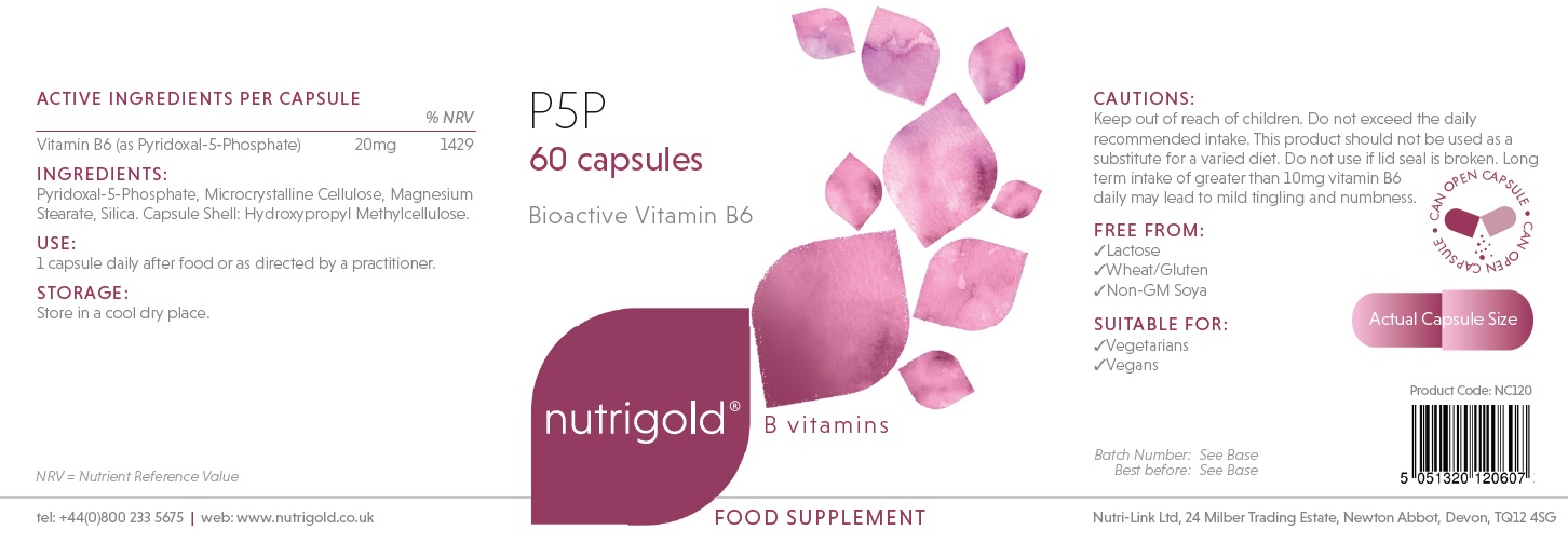vitamin-B6-P5P-nutrigold 1 Витамин В6 P5P (Пиридоксал-5-Фосфат) 20 мг – 60 капсули