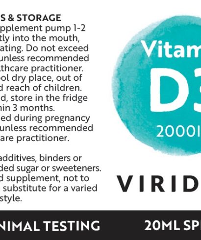 Витамин D3 2000iu спрей - 20мл Viridian