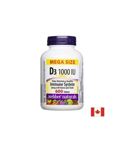Витамин D3 1000 IU/ 25 µg, 600 таблетки, Webber Naturals