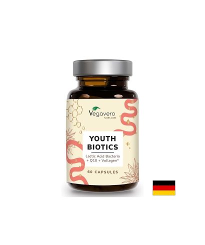 Youth Biotics – Пробиотици, Q10 и хиалуронова киселина за млада кожа и тонус, 60 капсули