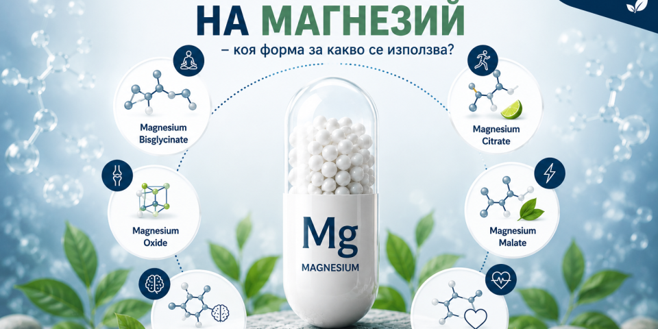 Основните форми на магнезий – част 2. Инфографика с различните форми на магнезий, разгледани в ръководството.